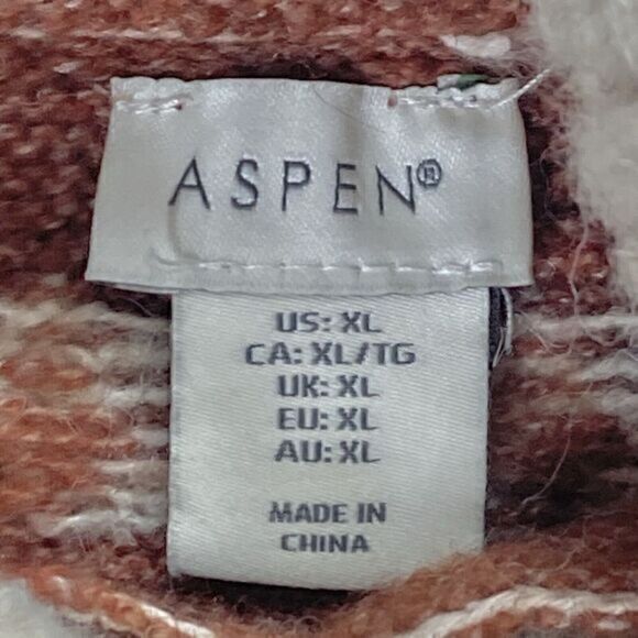 ASPEN Wool Blend Fair Isle Turtleneck Sweater Women XL Brown Ski Winter Pullover - Picture 12 of 12